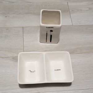 Rae Dunn makeup dish and brush holder